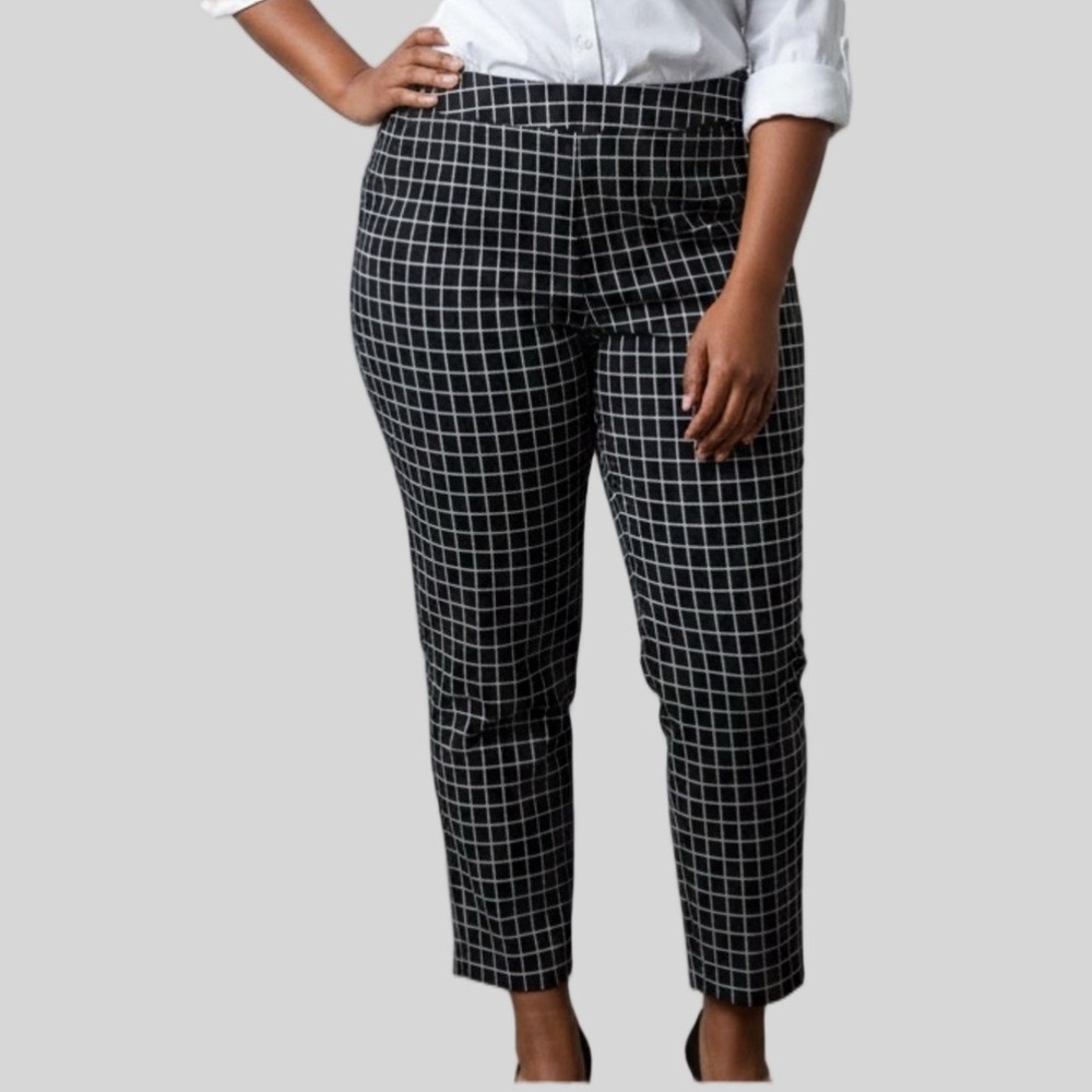 NWT S.C. & CO. Black Windowpane Check Pants 18W